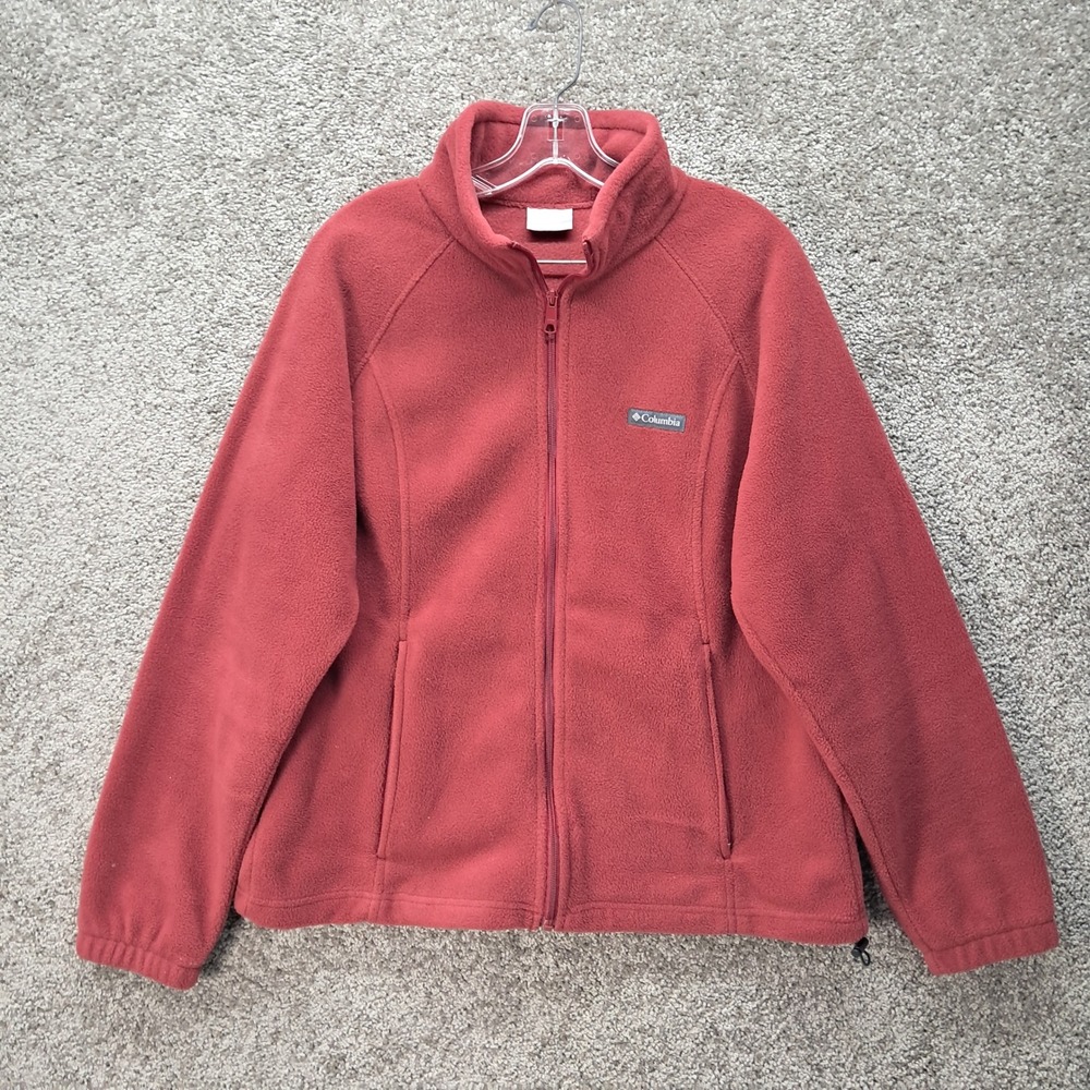 Columbia Sportswear Womens XL Red Full Zip Fleece Jacket WL6439 Brick Red